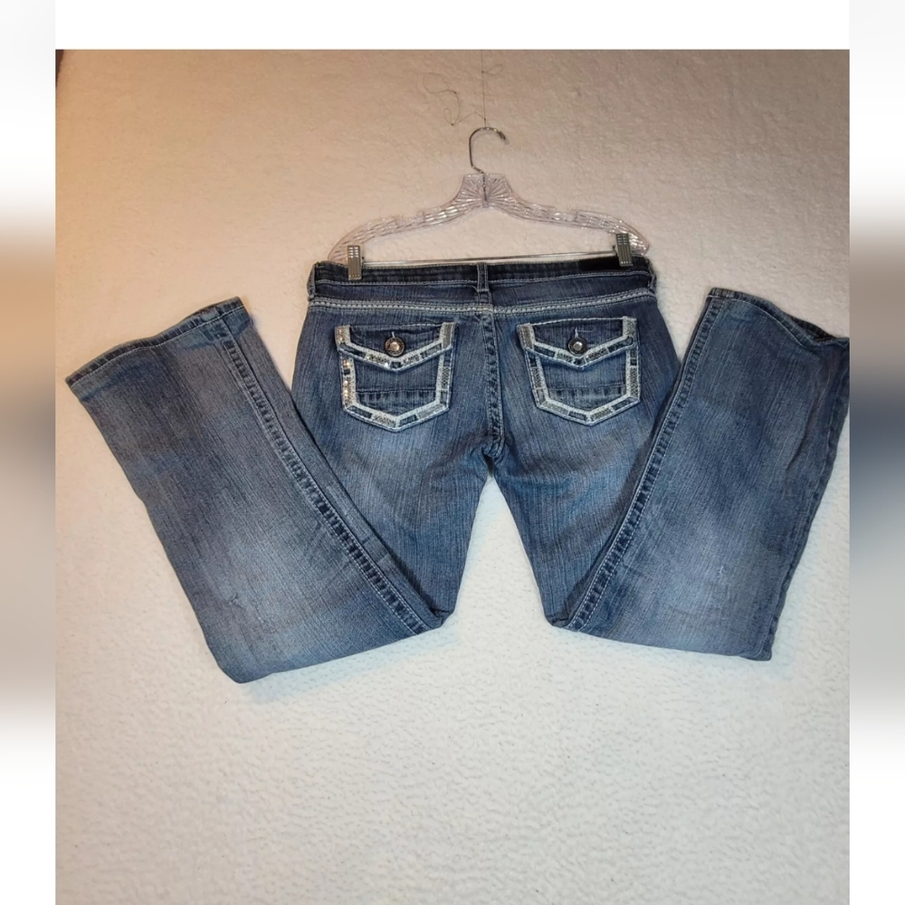 Daytrip Leo Bootcut Jeans Womens 30L Blue Denim Low Rise Sequins